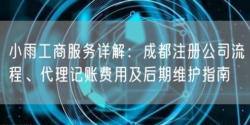 小雨工商服务详解：成都注册公司流程、代理记账费用及后期维护指南