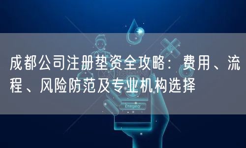 成都公司注册垫资全攻略:费用、流程、风险防范及专业机构选择 成都公司注册垫资全攻略:费用、流程、风险防范及专业机构选择