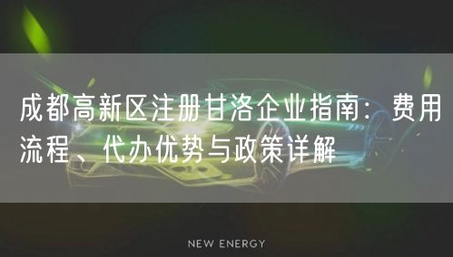 成都高新区注册甘洛企业指南：费用流程、代办优势与政策详解