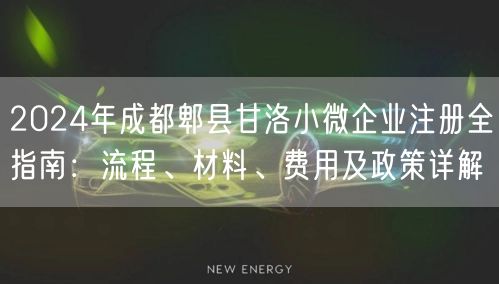 2024年成都郫县甘洛小微企业注册全指南:流程、材料、费用及政策详解 2024年成都郫县甘洛小微企业注册全指南:流程、材料、费用及政策详解