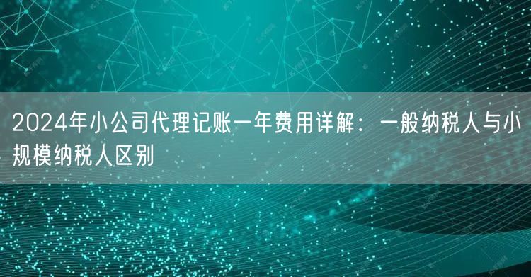 2024年小公司代理记账一年费用详解:一般纳税人与小规模纳税人区别 2024年小公司代理记账一年费用详解:一般纳税人与小规模纳税人区别