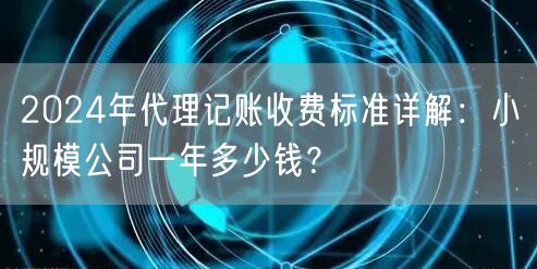 2024年代理记账收费标准详解:小规模公司一年多少钱? 2024年代理记账收费标准详解:小规模公司一年多少钱?
