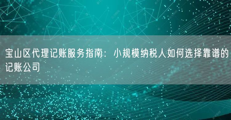 宝山区代理记账服务指南:小规模纳税人如何选择靠谱的记账公司 宝山区代理记账服务指南:小规模纳税人如何选择靠谱的记账公司