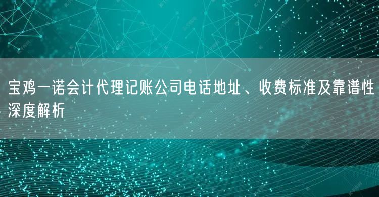 宝鸡一诺会计代理记账公司电话地址、收费标准及靠谱性深度解析 宝鸡一诺会计代理记账公司电话地址、收费标准及靠谱性深度解析