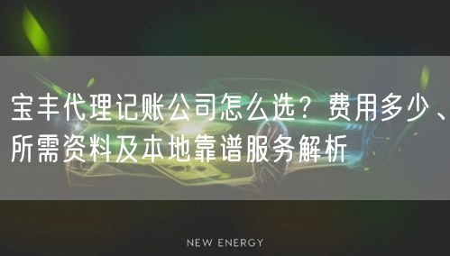 宝丰代理记账公司怎么选？费用多少、所需资料及本地靠谱服务解析