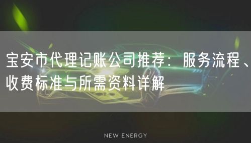 宝安市代理记账公司推荐:服务流程、收费标准与所需资料详解 宝安市代理记账公司推荐:服务流程、收费标准与所需资料详解