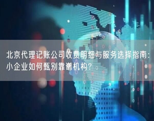 北京代理记账公司收费明细与服务选择指南：小企业如何甄别靠谱机构？
